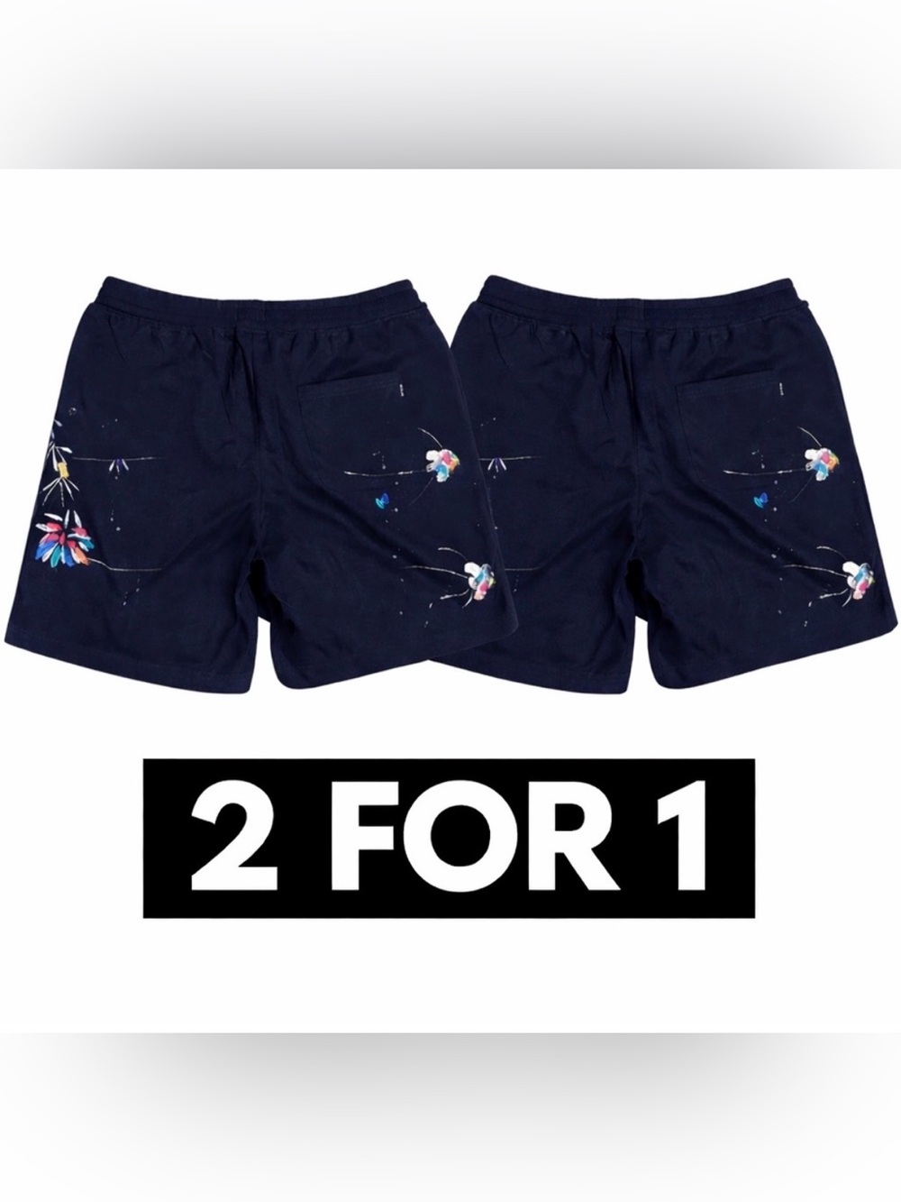 EPTM Navy Floral Shorts XXL NWT 7” Inseam Drawstring Pockets - TWO PAIRS!!!